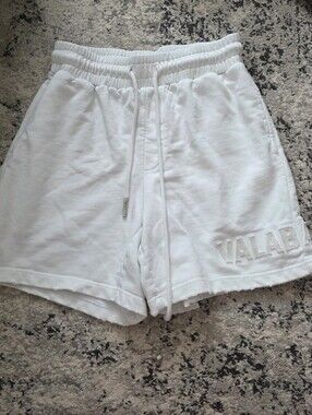 Valabasas Cotton Woven Shorts Vintage White Puff Letters Mens M Casual